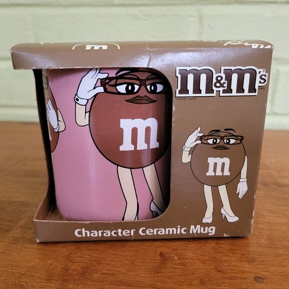 M & M's Chocolate Ms. Brown Mug Coffee Tea Pink with High Heels 2012 NEW Rare T1 - Picture 1 of 7